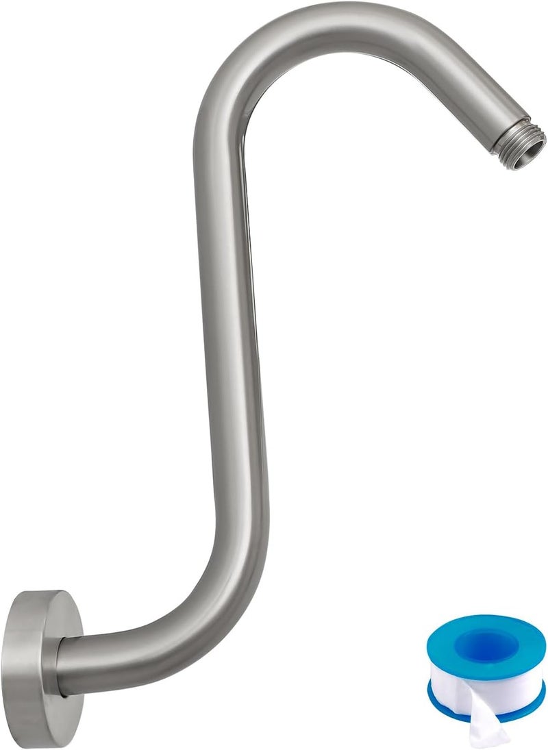 Lordear Shower Arm Extension - 12 Inch S Shape, Stainless Steel, Brushed Nickel - Image 1